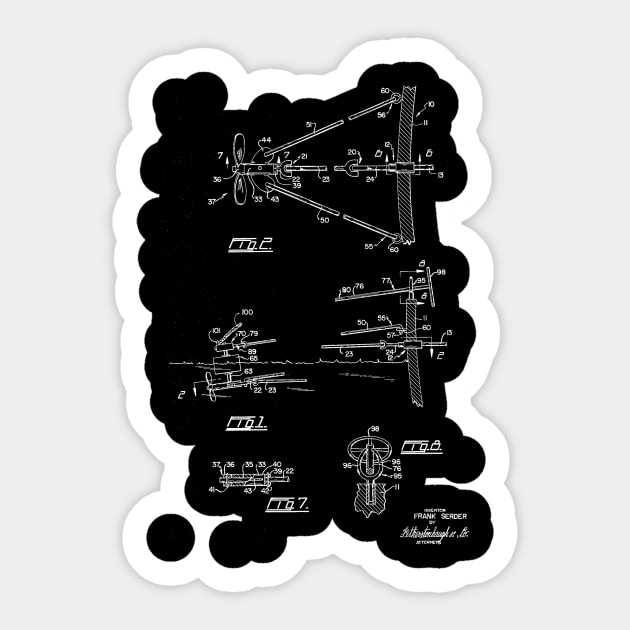 Boat Manoeuvring Vintage Patent Hand Drawing Sticker by TheYoungDesigns